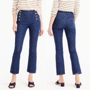J. Crew Billie demi boot kick crop sailor jeans, dark wash